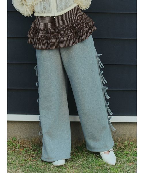 FURFUR(ファーファー)の「サイドリボンスウェットパンツ(スウェットパンツ・レディース・ネイビー/グレー/サックスブルー/オフホワイト・F)」の5枚目の写真