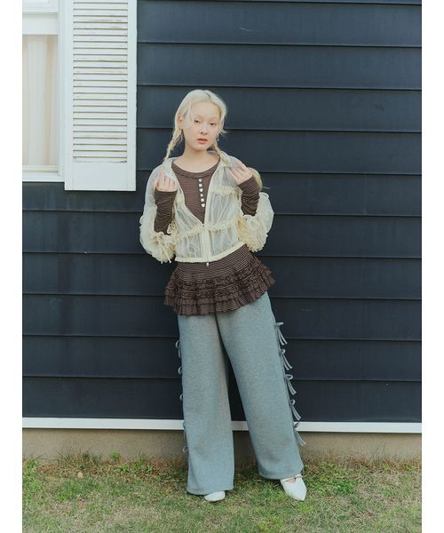 FURFUR(ファーファー)の「サイドリボンスウェットパンツ(スウェットパンツ・レディース・ネイビー/グレー/サックスブルー/オフホワイト・F)」の6枚目の写真
