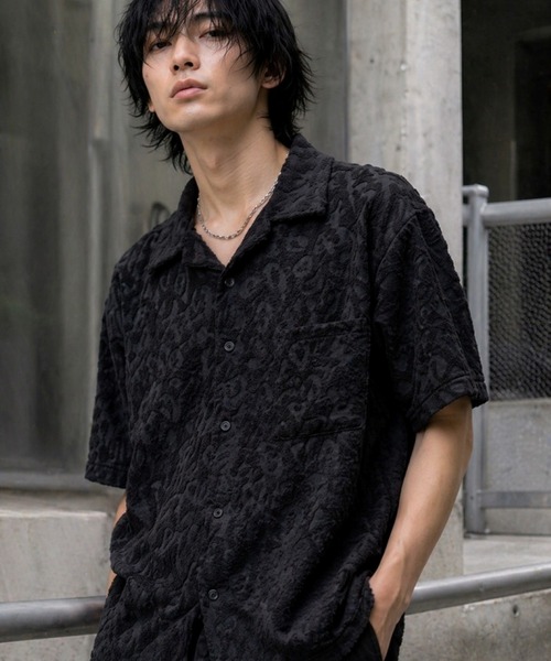 Bogey Boys 日本未入荷レオパード柄 シャツL Bls】 【ZM】【Bling Leads】パイル生地 半袖レオパード柄シャツ(BL