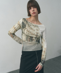 SECONDMONO（セカンドモノローグ）の「W. グラフィックスリムフィットロングスリーブ [ベージュ]_SEWTS002BEIGE（Tシャツ/カットソー）」