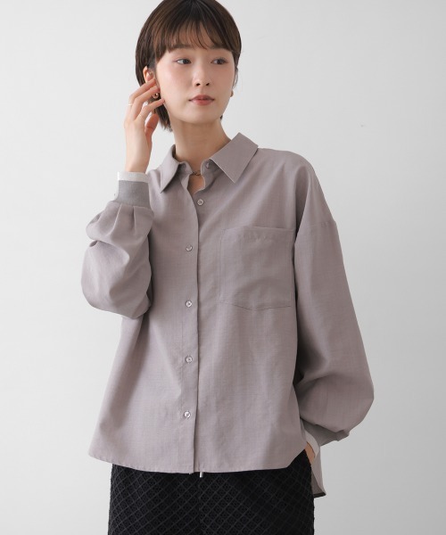 Bou Jeloud(ブージュルード)の「麻調バックテープ切替ブラウス(シャツ/ブラウス・レディース・ベージュ/ブラウン/グレー・38)」の2枚目の写真