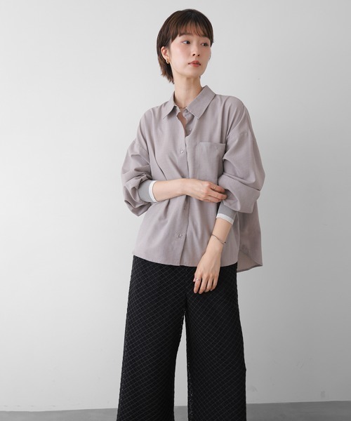 Bou Jeloud(ブージュルード)の「麻調バックテープ切替ブラウス(シャツ/ブラウス・レディース・ベージュ/ブラウン/グレー・38)」の6枚目の写真