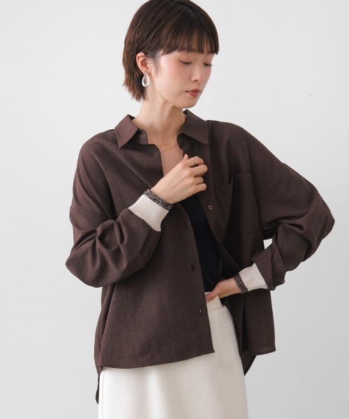 Bou Jeloud(ブージュルード)の「麻調バックテープ切替ブラウス(シャツ/ブラウス・レディース・ベージュ/ブラウン/グレー・38)」の22枚目の写真