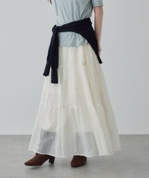 花柄刺繍ティアードスカート