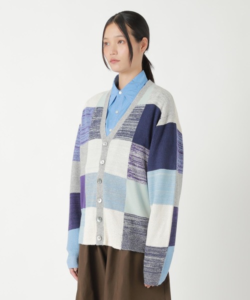 ZUCCa（ズッカ）の「COLOR BLOCK KNIT / ニットカーディガン（カーディガン/ボレロ・レディース・グレー/ライトブルー・M size/XL）」の3枚目の写真