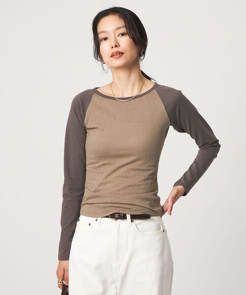 PROTAGONISTA（プロタゴニスタ）の「【別注】＜PROTAGONISTA＞ラグランスリーブ Tシャツ（Tシャツ/カットソー・レディース・クリーム/モカ・FREE）」の3枚目の写真