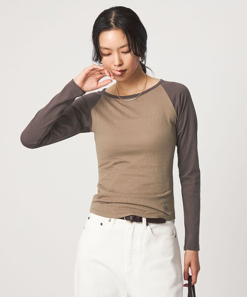PROTAGONISTA（プロタゴニスタ）の「【別注】＜PROTAGONISTA＞ラグランスリーブ Tシャツ（Tシャツ/カットソー・レディース・クリーム/モカ・FREE）」の4枚目の写真