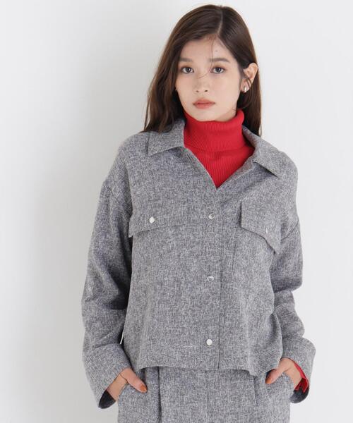 NATURAL BEAUTY BASIC(ナチュラルビューティーベーシック)の「カラミ調シャツハオリ SETUP シャツ(シャツ/ブラウス・レディース・グレー/ブラウン・FREE)」の1枚目の写真