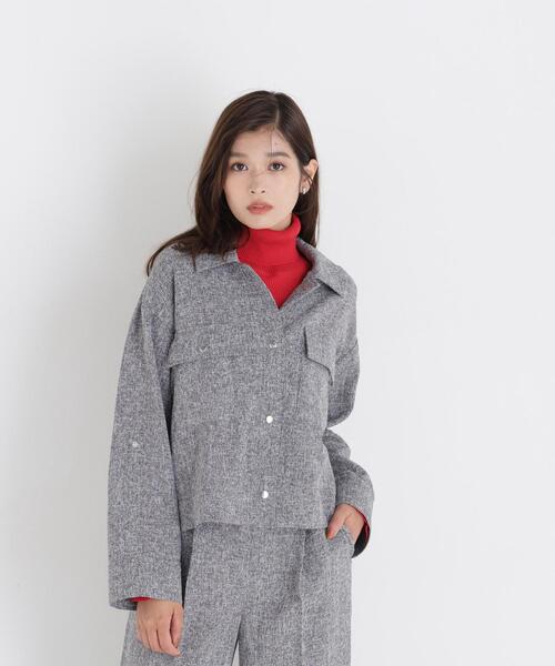 NATURAL BEAUTY BASIC(ナチュラルビューティーベーシック)の「カラミ調シャツハオリ SETUP シャツ(シャツ/ブラウス・レディース・グレー/ブラウン・FREE)」の4枚目の写真