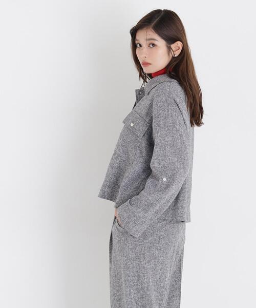 NATURAL BEAUTY BASIC(ナチュラルビューティーベーシック)の「カラミ調シャツハオリ SETUP シャツ(シャツ/ブラウス・レディース・グレー/ブラウン・FREE)」の6枚目の写真