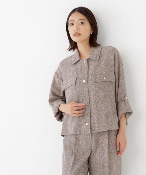 NATURAL BEAUTY BASIC(ナチュラルビューティーベーシック)の「カラミ調シャツハオリ SETUP シャツ(シャツ/ブラウス・レディース・グレー/ブラウン・FREE)」の10枚目の写真
