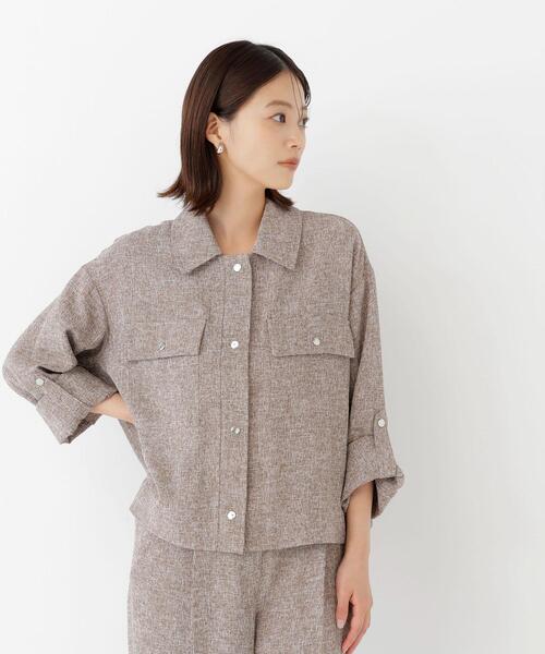 NATURAL BEAUTY BASIC(ナチュラルビューティーベーシック)の「カラミ調シャツハオリ SETUP シャツ(シャツ/ブラウス・レディース・グレー/ブラウン・FREE)」の12枚目の写真