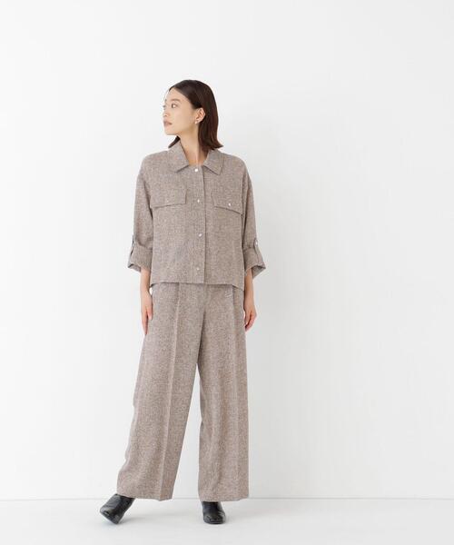 NATURAL BEAUTY BASIC(ナチュラルビューティーベーシック)の「カラミ調シャツハオリ SETUP シャツ(シャツ/ブラウス・レディース・グレー/ブラウン・FREE)」の13枚目の写真