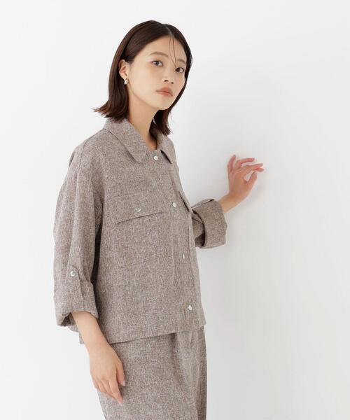 NATURAL BEAUTY BASIC(ナチュラルビューティーベーシック)の「カラミ調シャツハオリ SETUP シャツ(シャツ/ブラウス・レディース・グレー/ブラウン・FREE)」の14枚目の写真