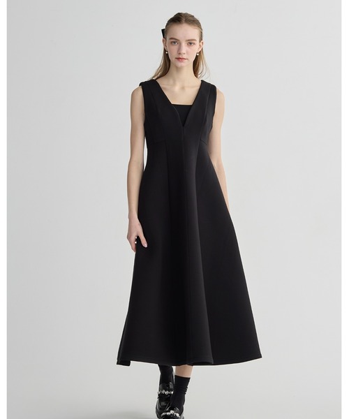 BIRTHDAY BASH（バースデイバッシュ）の「V NECK FLARE LONG DRESS(ブイネックフレアロングドレス)（ワンピース・レディース・ブラック/ホワイト・S/M）」の20枚目の写真