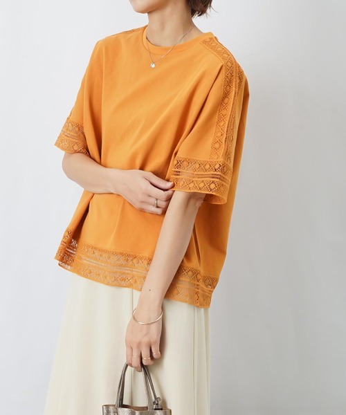 LUCA/LADY LUCK LUCA(ルカ/レディラックルカ)の「LC/LLL レース切替5分袖プルオーバー(Tシャツ/カットソー・レディース・ブラック/オフホワイト/オレンジ・FREE)」の11枚目の写真