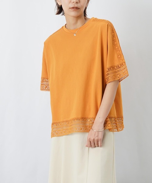LUCA/LADY LUCK LUCA(ルカ/レディラックルカ)の「LC/LLL レース切替5分袖プルオーバー(Tシャツ/カットソー・レディース・ブラック/オフホワイト/オレンジ・FREE)」の16枚目の写真