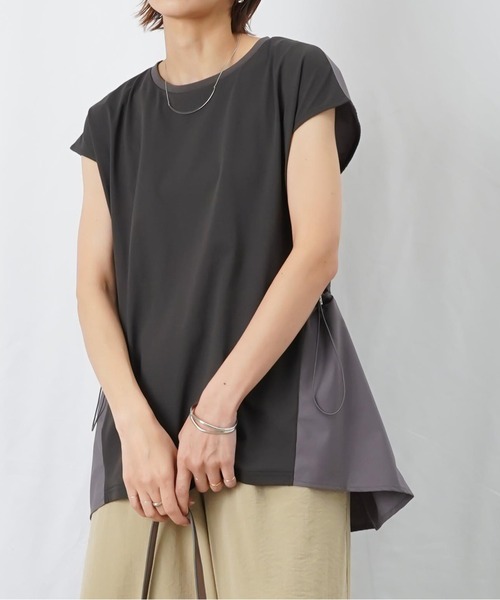 LUCA/LADY LUCK LUCA(ルカ/レディラックルカ)の「LC/LLL 異素材切替ドロストノースリプルオーバー(Tシャツ/カットソー・レディース・オフホワイト/チャコールグレー・FREE)」の17枚目の写真