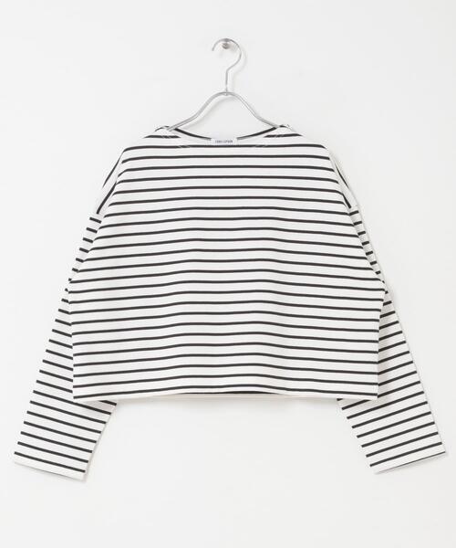 FORK&SPOON(フォークアンドスプーン)の「FORK&SPOON クロップドボートネックボーダー(Tシャツ/カットソー・レディース・アイボリー/オフホワイト・1)」の10枚目の写真