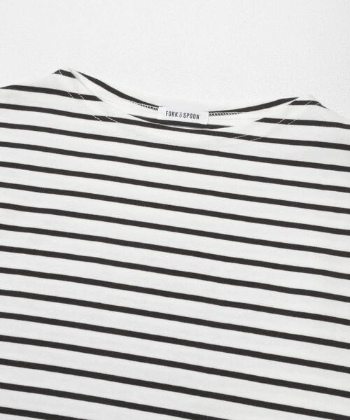 FORK&SPOON(フォークアンドスプーン)の「FORK&SPOON クロップドボートネックボーダー(Tシャツ/カットソー・レディース・アイボリー/オフホワイト・1)」の11枚目の写真