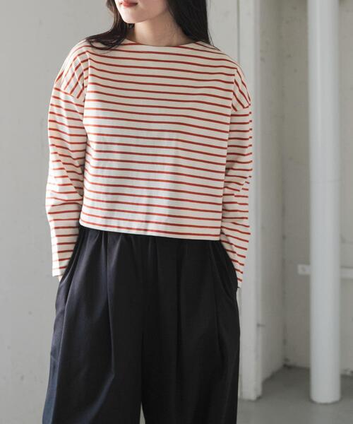 FORK&SPOON(フォークアンドスプーン)の「FORK&SPOON クロップドボートネックボーダー(Tシャツ/カットソー・レディース・アイボリー/オフホワイト・1)」の17枚目の写真