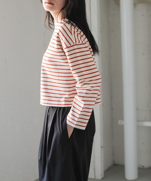 FORK&SPOON(フォークアンドスプーン)の「FORK&SPOON クロップドボートネックボーダー(Tシャツ/カットソー・レディース・アイボリー/オフホワイト・1)」の18枚目の写真