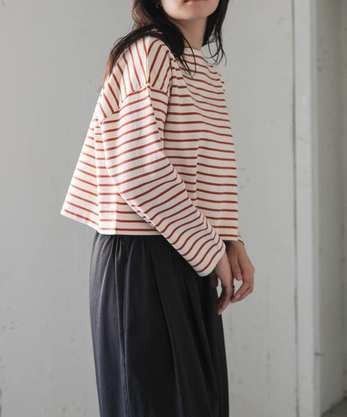 FORK&SPOON(フォークアンドスプーン)の「FORK&SPOON クロップドボートネックボーダー(Tシャツ/カットソー・レディース・アイボリー/オフホワイト・1)」の19枚目の写真