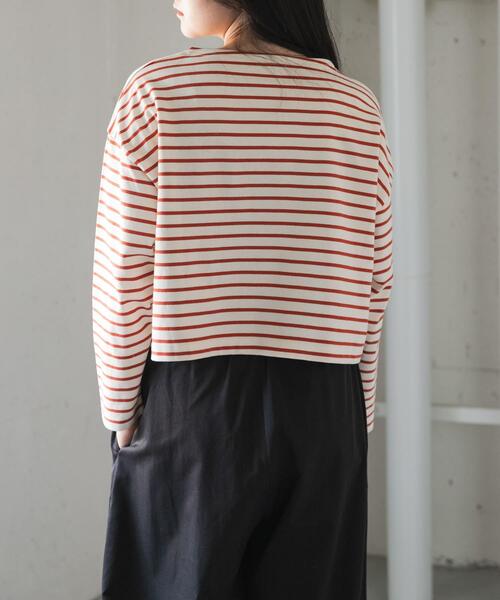 FORK&SPOON(フォークアンドスプーン)の「FORK&SPOON クロップドボートネックボーダー(Tシャツ/カットソー・レディース・アイボリー/オフホワイト・1)」の21枚目の写真
