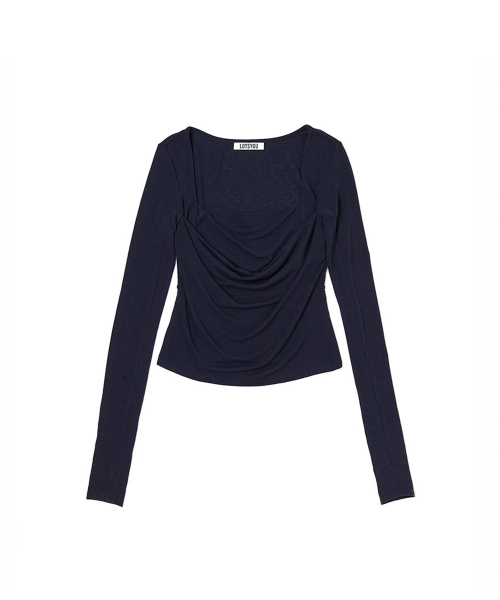 LOTSYOU(ロッツユー)の「Kate Moss Drapery Top Navy(Tシャツ/カットソー・レディース・その他・OS)」の1枚目の写真