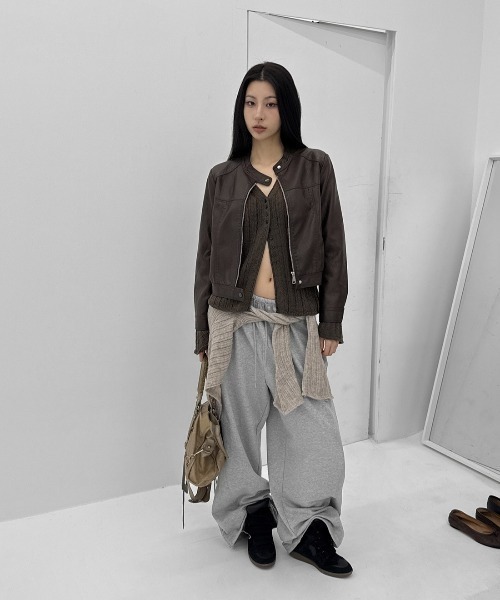 BLACKUP（ブラックアップ）の「[MADE]ピムフォン切替ワイドバンディングパンツ（スウェットパンツ・レディース・ネイビー/グレー/チャコール・FREE）」の12枚目の写真