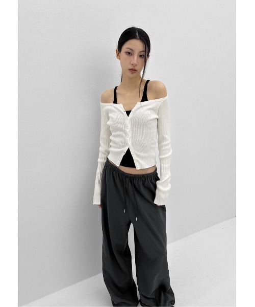 BLACKUP（ブラックアップ）の「[MADE]ピムフォン切替ワイドバンディングパンツ（スウェットパンツ・レディース・ネイビー/グレー/チャコール・FREE）」の6枚目の写真