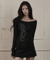 ワンショルダー ショール リングロングスリーブ VLACK