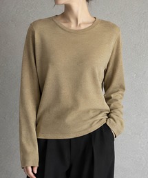 クルーネックリブニットプルオーバー