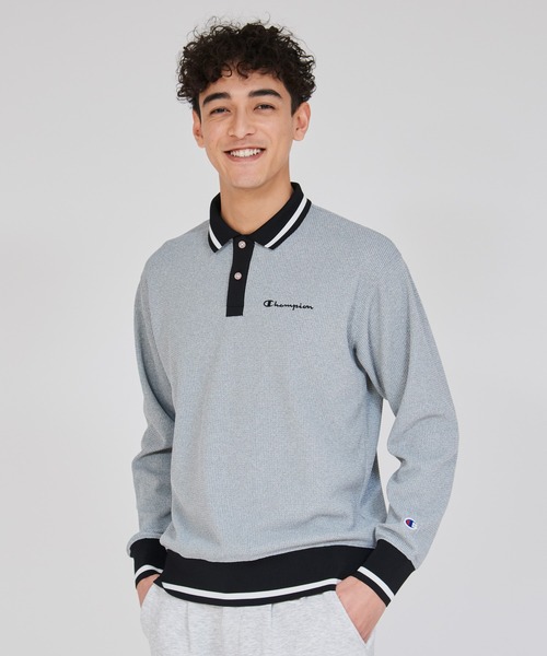 Champion Golf(チャンピオンゴルフ)の「【Champion/チャンピオン】メンズ GOLF ロングスリーブポロシャツ(Tシャツ/カットソー・メンズ・グレー/グリーン・MEDIUM/LARGE/X-LARGE)」の1枚目の写真