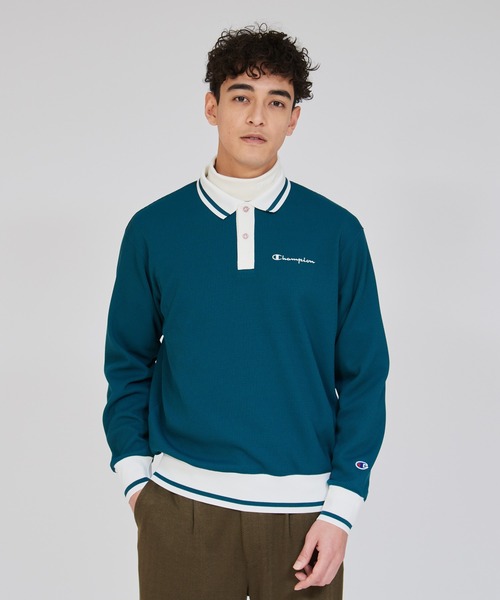 Champion Golf(チャンピオンゴルフ)の「【Champion/チャンピオン】メンズ GOLF ロングスリーブポロシャツ(Tシャツ/カットソー・メンズ・グレー/グリーン・MEDIUM/LARGE/X-LARGE)」の2枚目の写真