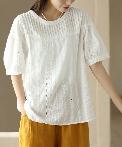 ReRe(リリ)の「選べる2TYPE×ピンタックレース刺繍ブラウス(シャツ/ブラウス・レディース・ホワイト系その他/ブラック系その他/ベージュ/ベージュ系その他/ホワイト/ブラック・FREE)」の14枚目の写真