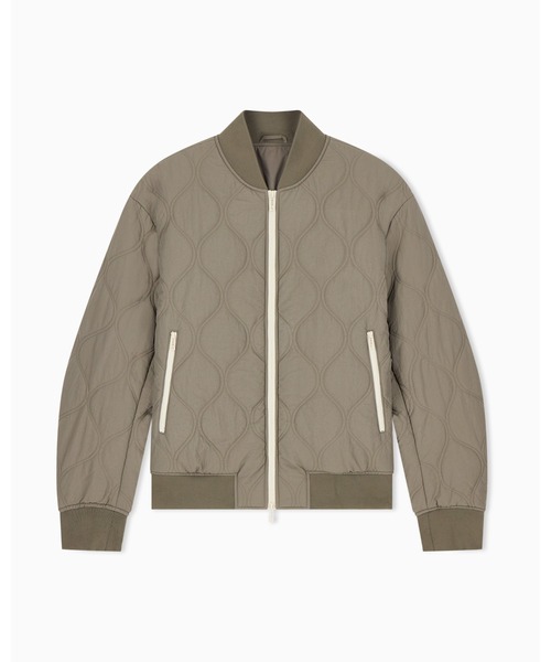 ARMANI EXCHANGE(アルマーニエクスチェンジ)の「【A|X アルマーニ エクスチェンジ】バックボールドロゴ ヘチマキルティング ボンバージャケット(ブルゾン・メンズ・グレイッシュベージュ・X-SMALL/SMALL/MEDIUM/LARGE/X-LARGE)」の1枚目の写真