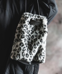 mko13930-Leopard Faux Fur Drawstring Tote 巾着バッグ(212-030-gla-cg)