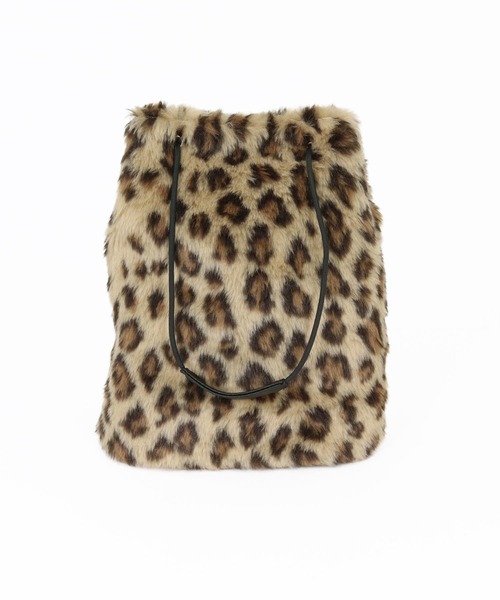 GLIMCLAP(グリムクラップ)の「mko13930-Leopard Faux Fur Drawstring Tote 巾着バッグ(212-030-gla-cg)(ショルダーバッグ・メンズ・ベージュ/グレー・FREE)」の15枚目の写真