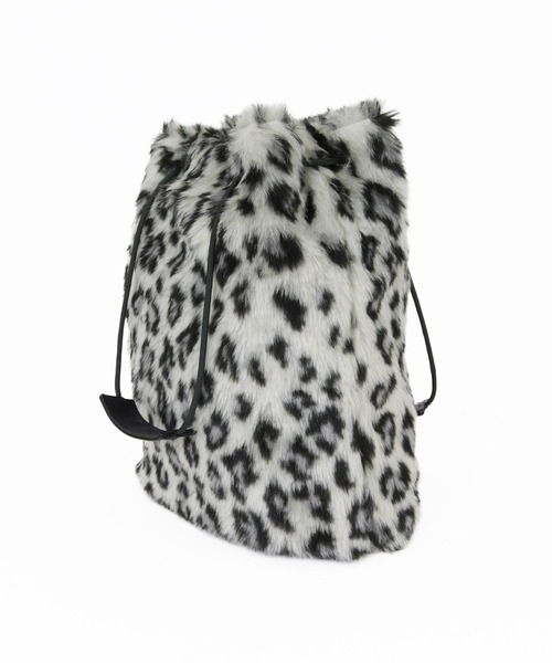 GLIMCLAP(グリムクラップ)の「mko13930-Leopard Faux Fur Drawstring Tote 巾着バッグ(212-030-gla-cg)(ショルダーバッグ・メンズ・ベージュ/グレー・FREE)」の18枚目の写真