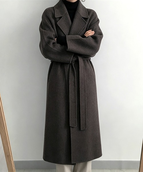 Doux Belle(ドゥーベル)の「共布ベルト×ロングチェスターコート(チェスターコート・レディース・ダークグレー/ライトアッシュグレー/ダークベージュ・FREE)」の16枚目の写真