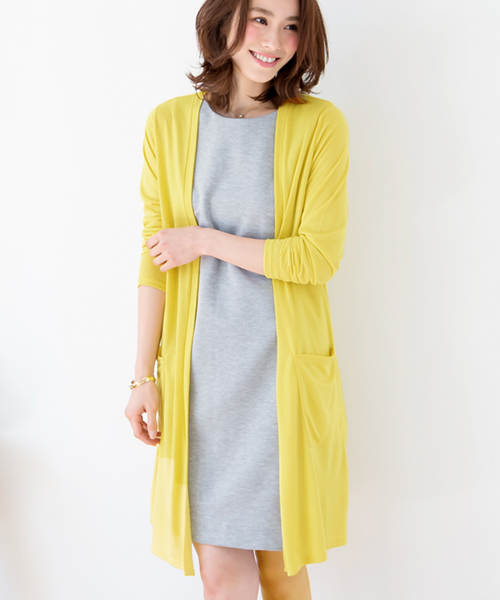 Pierrot(ピエロ)の「UVカット裾スリットカーディガン 吸汗速乾(カーディガン/ボレロ・レディース・ブラック/ブラウン系その他/カーキオリーブ/バーガンディー/オフホワイト/杢グレー/チャコール/モカ/ベージュ/ネイビー/ブルー系その他/オレンジ系その他/イエロー/ライトブルー/ブルー/ベビーピンク/ブルー系その他3/グリーン系その他/スモークピンク/イエロー系その他/ラベンダー/ミント/ライトグレー/アイボリー/チャコールグレー・L/M)」の20枚目の写真