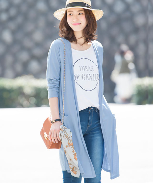 Pierrot(ピエロ)の「UVカット裾スリットカーディガン 吸汗速乾(カーディガン/ボレロ・レディース・ブラック/ブラウン系その他/カーキオリーブ/バーガンディー/オフホワイト/杢グレー/チャコール/モカ/ベージュ/ネイビー/ブルー系その他/オレンジ系その他/イエロー/ライトブルー/ブルー/ベビーピンク/ブルー系その他3/グリーン系その他/スモークピンク/イエロー系その他/ラベンダー/ミント/ライトグレー/アイボリー/チャコールグレー・L/M)」の14枚目の写真