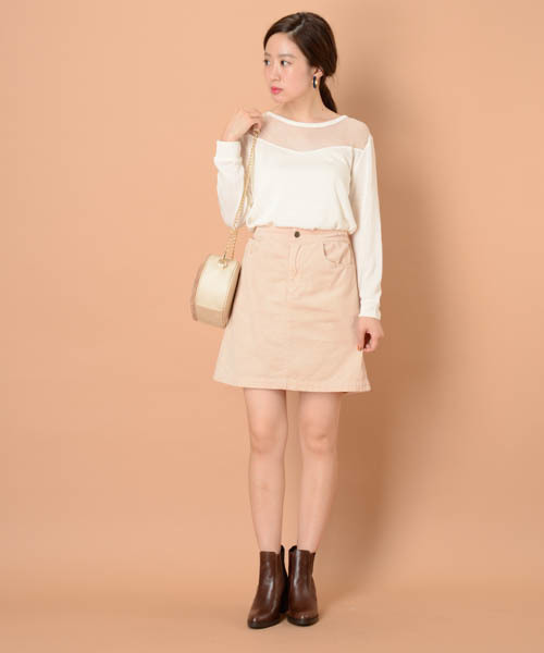 mystic（ミスティック）の「別珍台形スカート（スカート・レディース・ピンクベージュ/ネイビー/グレー・1/2）」の13枚目の写真