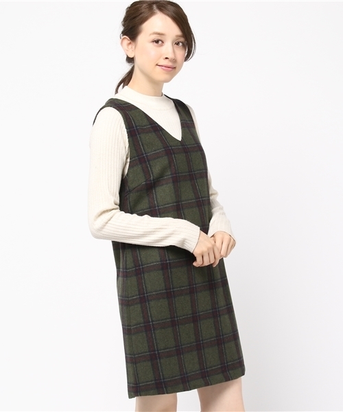 archives（アルシーヴ）の「チェックウールジャンパースカート（ジャンパースカート・レディース・カーキ/グレー/ネイビー・MEDIUM）」の15枚目の写真