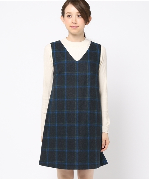 archives（アルシーヴ）の「チェックウールジャンパースカート（ジャンパースカート・レディース・カーキ/グレー/ネイビー・MEDIUM）」の11枚目の写真