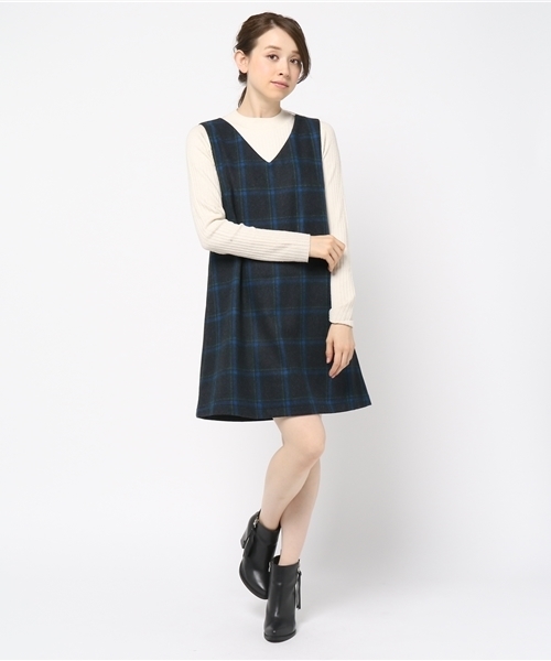 archives（アルシーヴ）の「チェックウールジャンパースカート（ジャンパースカート・レディース・カーキ/グレー/ネイビー・MEDIUM）」の8枚目の写真