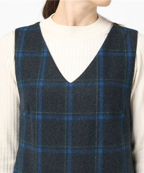 archives（アルシーヴ）の「チェックウールジャンパースカート（ジャンパースカート・レディース・カーキ/グレー/ネイビー・MEDIUM）」の7枚目の写真