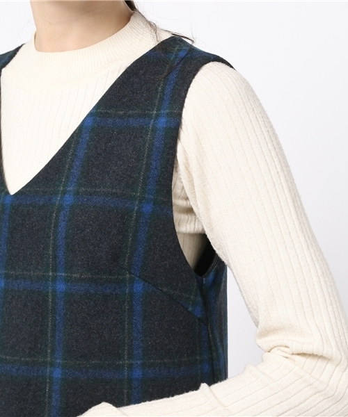 archives（アルシーヴ）の「チェックウールジャンパースカート（ジャンパースカート・レディース・カーキ/グレー/ネイビー・MEDIUM）」の6枚目の写真