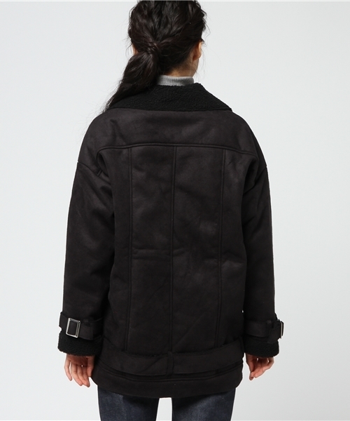 VENCEEXCHANGE（ヴァンスエクスチェンジ）の「裏ボアフェイクムートンオーバーライダース         （ムートンコート・レディース・ブラック/ベージュ・MEDIUM）」の5枚目の写真